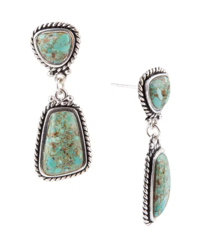 Barse Roped Genuine Turquoise Abstract Drop Earrings