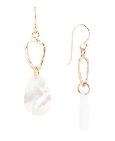 Barse Rose Bronze And Genuine Black Mother-of-pearl Drop Earrings In Genuine Mother-of-pearl