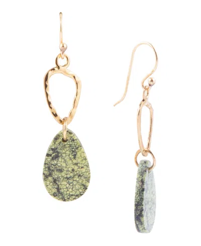 Barse Rose Bronze And Genuine Russian Serpentine Drop Earrings