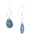 Barse Rose Sterling Silver And Genuine Azurite Drop Earrings In Genuine Azurite
