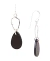 Barse Rose Sterling Silver And Genuine Onyx Drop Earrings In Genuine Onyx