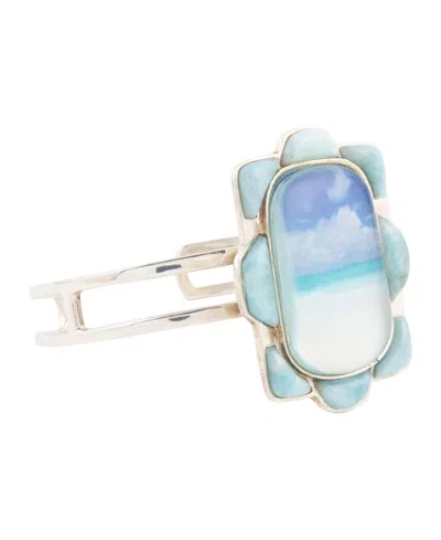 Barse Scenic Beach Blue Larimar And Silver Cuff Bracelet