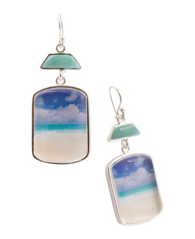 Barse Scenic Beach Blue Larimar And Silver Drop Earrings