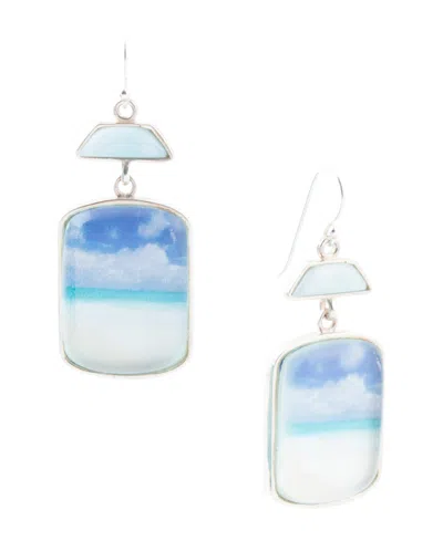 Barse Scenic Beach Blue Larimar And Sterling Silver Drop Earrings