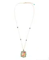 Barse Scenic Floral And Blue Turquoise Golden Pendant Necklace