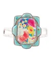 Barse Scenic Floral Blue Turquoise And Golden Cuff Bracelet
