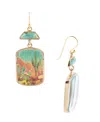 Barse Scenic Sedona Desert Blue Turquoise Golden Drop Earrings In Green