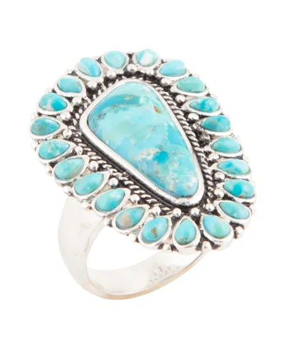 Barse Sedona Blue Turquoise And Silver Statement Ring