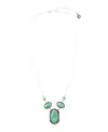 Barse Shield Genuine Turquoise Oval Necklace In Genuine Lime Turquoise