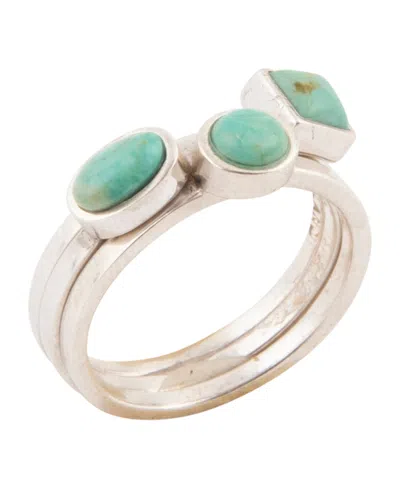 Barse Silver Blue Turquoise Stackable Ring