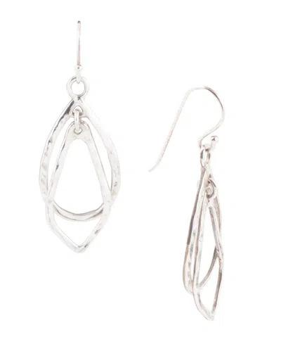 Barse Swirled Genuine Sterling Silver Abstract Drop Earrings In Metallic