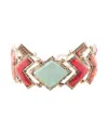 Barse Tapestry Genuine Turquoise Multi Stone Golden Bronze Arrows Link Bracelet In Genuine Turquoise,genuine Howlite,genu