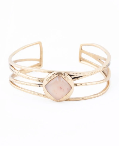 Barse Terra Genuine Peach Moonstone Kite Cuff Bracelet