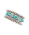 Barse Triple Blue Turquoise And Silver Stack Ring In Silver