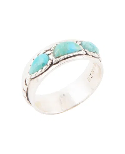 Barse Triple Stone Simplicity Blue Turquoise And Silver Ring