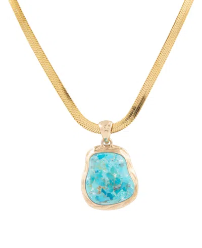 Barse Turquoise Baron Snake Chain Pendant Necklace In Blue