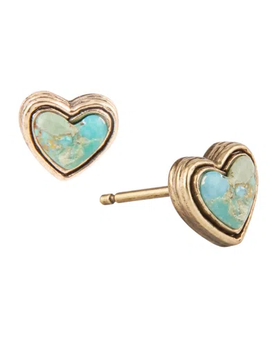 Barse Women's Genuine Blue Turquoise Heart Stud Earrings In Multi