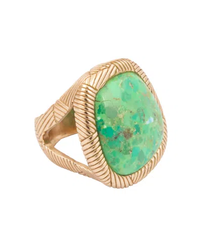 Barse Women's Genuine Lime Green Turquoise Gold-tone Sculpted Ring