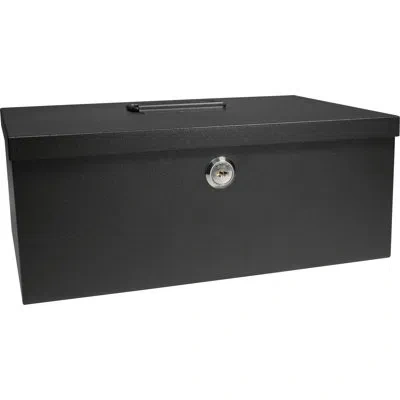 Barska 12" Cash Box And 6 Compartment Tray With Key Lock In Black