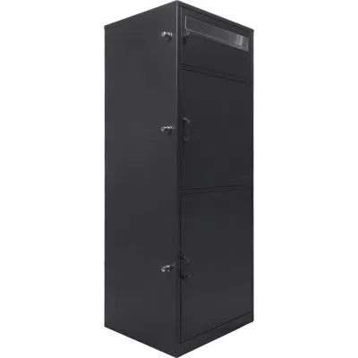 Barska Mpcb-100 Three Compartment Locking Mail And Parcel Box With Package Compartments In Matte Black
