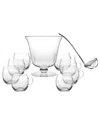 Barski 10pc Glass Punch Bowl Set