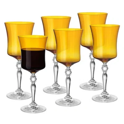 Barski Set Of 6 Stem Wine Glasses In Transparent