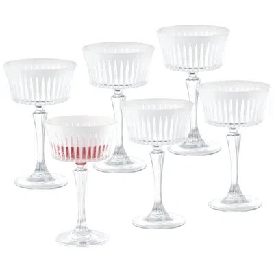 Barski Champagne Coupe Glasses - Set Of 6 -  White - Cocktail Coupe Glass, Stemmed Martini Glassware, Can B