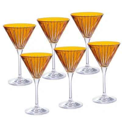 Barski Colored Martini Cocktail Glass - Assorted Colors -champagne Glasses -set Of 6 -7 Oz.- Made In Europe In Amber