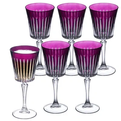 Barski Colored Wine Glasses - Set Of 6 Wine Goblets - Glassware - Water Goblets - 7.5 Oz, Amethyst