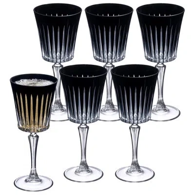 Barski Colored Wine Glasses - Set Of 6 Wine Goblets - Glassware - Water Goblets - 7.5 oz In Black