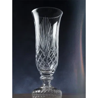 Barski Crystal Glass Centerpiece Vase For Flowers Table Or Floor Great Filled Or Unfilled Hand Cut Design In Clear