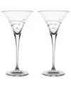 Barski European Handmade Crystalline Swarovski Martini Glasses Set Of 2 In Clear