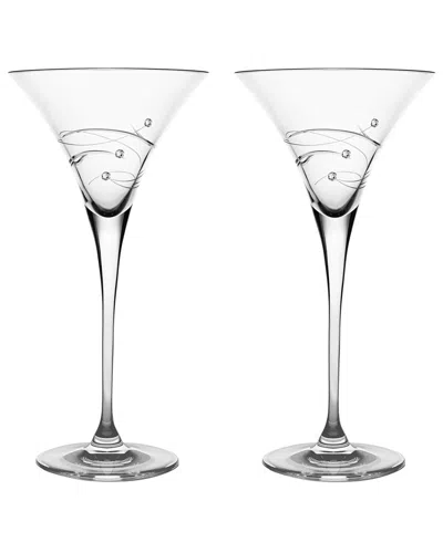 Barski European Handmade Crystalline Swarovski Martini Glasses Set Of 2 In Clear