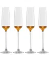 Barski European Handmade Lead-free Crystalline Champagne Flutes Set Of 4 In Clear