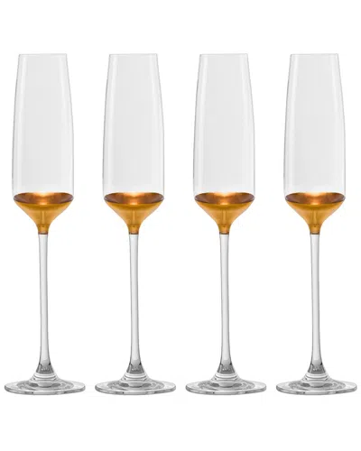 Barski European Handmade Lead-free Crystalline Champagne Flutes Set Of 4 In Clear