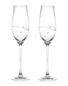 Barski European Handmade Crystalline Swarovski Champagne Flutes Set Of 2 In Clear