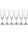 Barski European Lead-free Crystalline Wedding Champagne Flute Glasses Set Of 6 In Clear