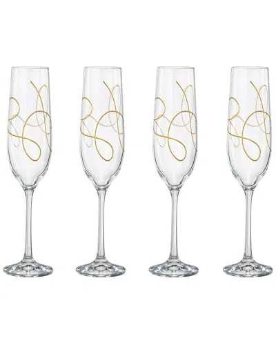 Barski European Lead-free Crystalline Wedding Champagne Flute Glasses Set Of 2 In Clear