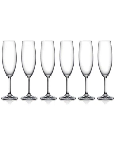 Barski European Lead-free Crystalline Wedding Champagne Flute Glasses Set Of 6 In Clear