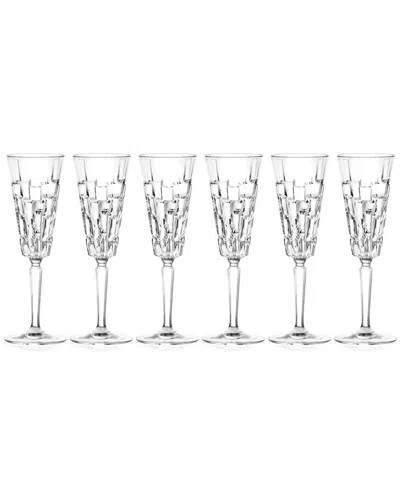 Barski European Toasting Flute Glass Set Of 6 In Transparent