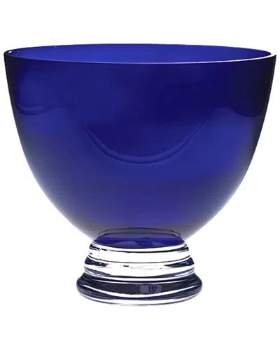 Barski Glass 10.5in Round Footed Bowl In Blue