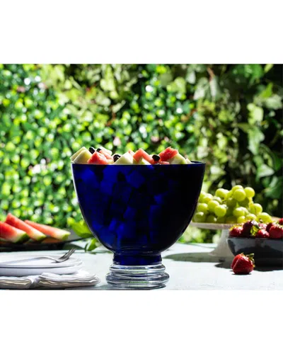 Barski Glass 8.5in Round Footed Bowl In Blue