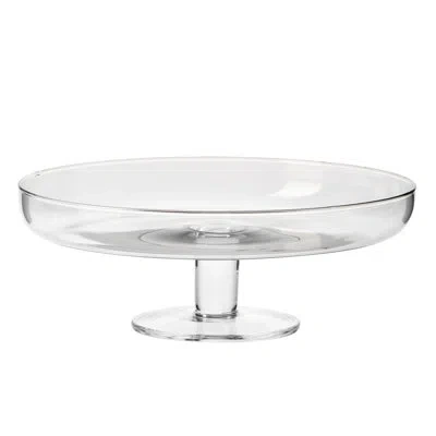 Barski Glass - Cake Stand - Plate - Footed -  10.75" Diameter - Classic Clear - With Rim - Made In Europe -