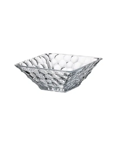 Barski Glass Large Square Pebbled Bowl In Transparent