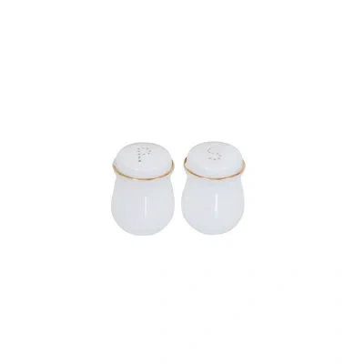 Barski Glass - Salt And Pepper - Shaker - White - With Gold Rim - 2.3" Height