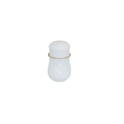 Barski Glass - Toothpick Dispenser - Holder - White With Gold Rim - 3" Height