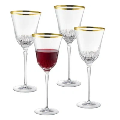 Barski Goblet - Red Wine Glass - White Wine Glass - Crystal Glass - Water Glass - With Shiny Gold Rim -  St In Clear