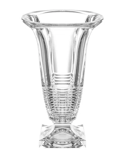 Barski Handmade 12.8in Cut Crystal Footed Vase In Transparent