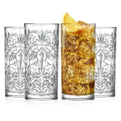 Barski Highball Glass - Drinking Glasses - Set Of 4 - Hiball Tumblers -  13 Oz, Made In Europe In Clear
