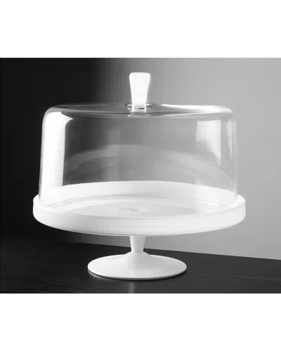 Barski Large Footed Glass Cake Stand In White